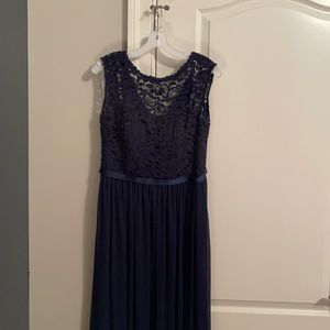 Long Bridesmaid Dress with Lace Bodice